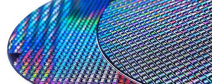 Zwei Wafer aus der Halbleiterindustrie, Bildausschnitt