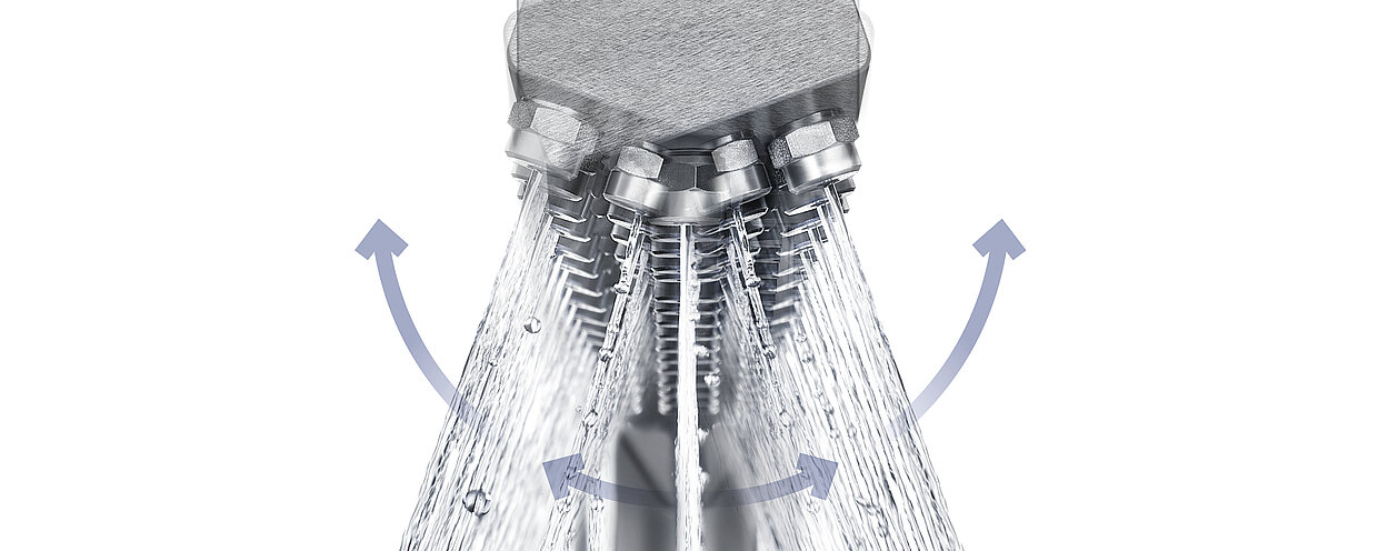Schematic representation of how the nozzle pipe of a cleaning system swings back and forth.
