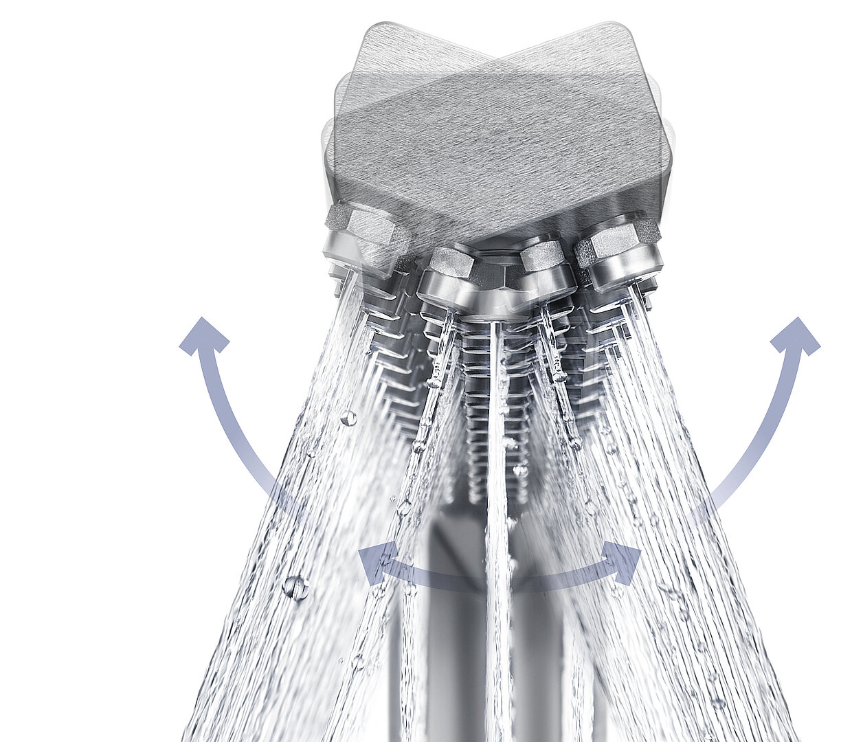 Schematische Darstellung, wie das Düsenrohr einer Reinigungsanlage hin und her schwenkt.