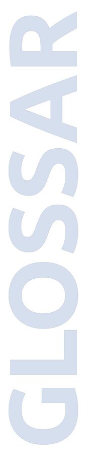 Das Wort 'Glossar' in hellblauen GroßbuchsTABEN