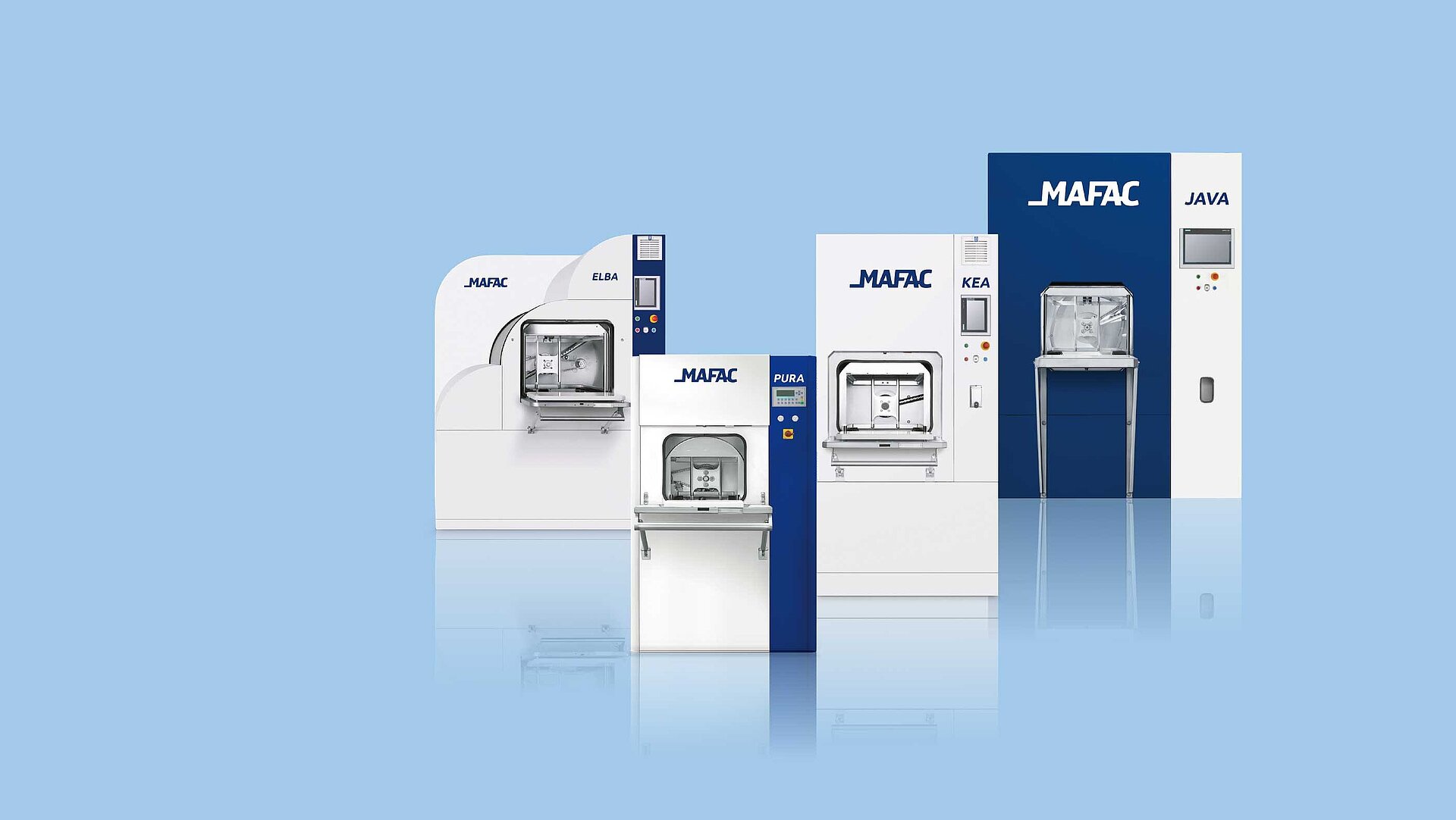 Verschiedene MAFAC Reinigungsanlagen nebeneinander